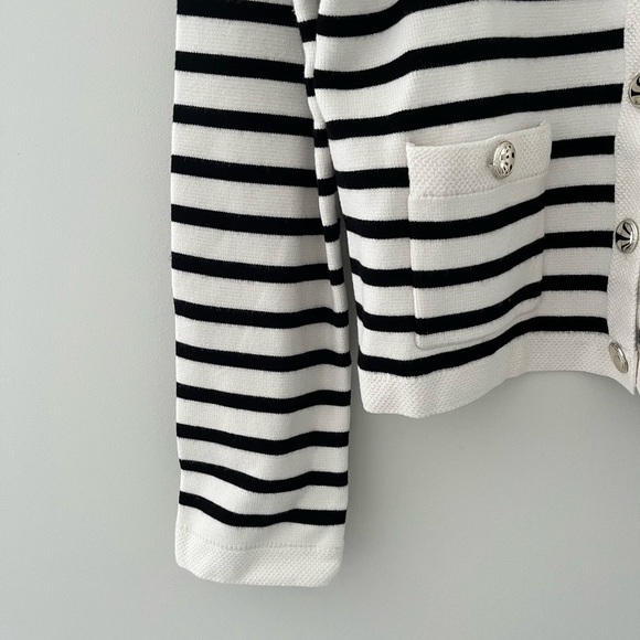 Dynamite Black & White Striped Cropped Cardigan - Picture 5 of 8